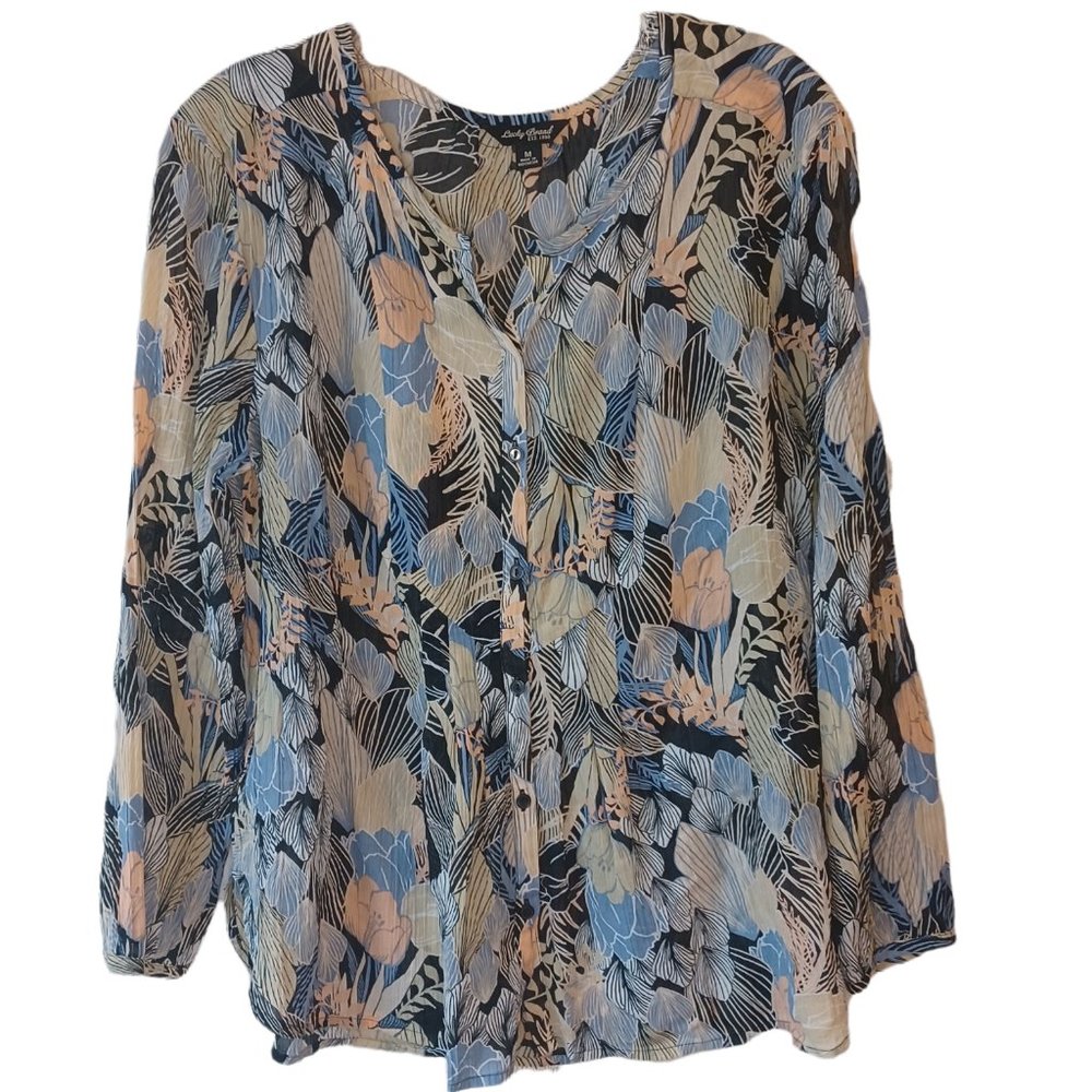 Lucky Brand Floral Button Down Top Size Medium